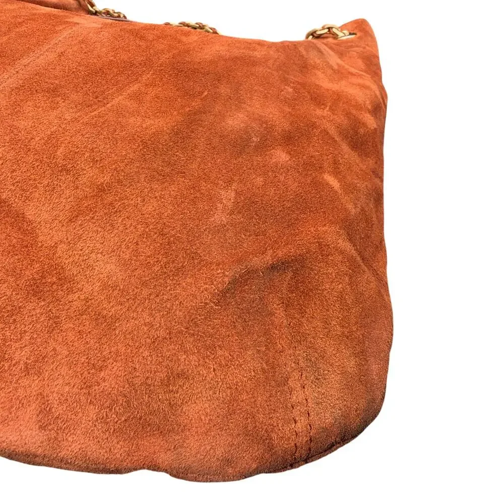 Maison Mayle Jeanne Doro Hobo Bag Marsala Suede Leather Chain Shoulder Rust